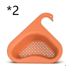 Household Sink Hanging Fruit And Vegetable Filter Water Drain Basket Kitchen Dry And Wet Separation Swan Drain Basket XH - Orange - 2PCS