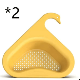 Household Sink Hanging Fruit And Vegetable Filter Water Drain Basket Kitchen Dry And Wet Separation Swan Drain Basket XH - Yellow - 2PCS
