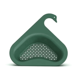 Household Sink Hanging Fruit And Vegetable Filter Water Drain Basket Kitchen Dry And Wet Separation Swan Drain Basket XH - Green - 1PCS