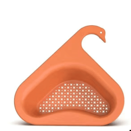 Household Sink Hanging Fruit And Vegetable Filter Water Drain Basket Kitchen Dry And Wet Separation Swan Drain Basket XH - Orange - 1PCS
