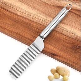 Potato Wave Knife Vegetable Planer Stainless Steel Stripe Cutting Equipment, Rolling Cutter, Wave Slicer Kitchen Accessories Gadget Tools