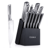Commercial Home Kitchen Knife Sets 15 Piece With Block Chef Knives Hollow Handle Cutlery Set Etc - Silver - Kitchen Surpplice