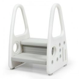 Kids Step Stool Learning Helper with Armrest for Kitchen Toilet Potty Training
 - gray