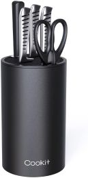 Cookit Universal Knife Block without Knives, Unique Double-Layer Wavy Design, Space Saver Knife Storage with Scissors Slot-Single barrel knife holder