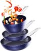 3-Piece Kitchen Cookware Set Nonstick Ceramic Bule,1.2 Q Pot Saucepan w/Lid+8 in Small Frying Pan, 9.5 Hard Anodized Frying Skillet Pan, Stock Pot