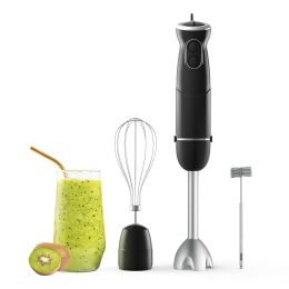 homgeek 500W Immersion Handheld Blender 3 in 1, 6-Speed Electric Stick with Turbo Function, Include Stainless Steel Whisk, Milk Frother Attachments