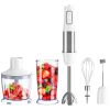 Homgeek Immersion Hand Blender, 500W 6-Speeds 5-in-1 Stainless Steel Stick Blender with Chopper, 600ml Beaker, Eggs Beater, Milk Frother - as pic
