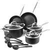 Nonstick Stainless Steel Cookware set, Scratch-Resistant Frying Pans & Soup Pot, Stay Cool Handles & Tempered Glass Lid, Dishwasher-Safe 13-pieces