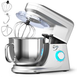 7.5 QT Tilt-Head Stand Mixer 6 Speed 660W with Dough Hook Beater - Silver