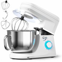7.5 QT Tilt-Head Stand Mixer 6 Speed 660W with Dough Hook Beater - White