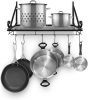 Pots and Pan Rack, Decorative Wall Mounted Storage Hanging Rack, Multipurpose Wrought-Iron shelf Organizer for Kitchen Cookware, Utensils, Pans