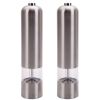 Pepper Mill, 2Pcs Stainless Steel Salt and Pepper Grinder Electric Automatic Seasoning Spice Salt Mill Kitchen Tool Silver - Silver