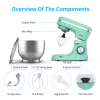380W, 8-Speed Tilt-Head Electiric Food Stand Mixer with Dough Hook, Wire Whip & Beater, Pouring Shield, 4.7QT Stainless Steel Bowl Green.
