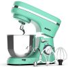 380W, 8-Speed Tilt-Head Electiric Food Stand Mixer with Dough Hook, Wire Whip & Beater, Pouring Shield, 4.7QT Stainless Steel Bowl Green.