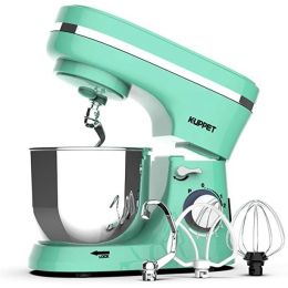 380W, 8-Speed Tilt-Head Electiric Food Stand Mixer with Dough Hook, Wire Whip & Beater, Pouring Shield, 4.7QT Stainless Steel Bowl Green.