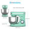 380W, 8-Speed Tilt-Head Electiric Food Stand Mixer with Dough Hook, Wire Whip & Beater, Pouring Shield, 4.7QT Stainless Steel Bowl Green.