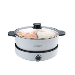 Joydeem Multifunctional Electric Hot Pot with Divider,Shabu Shabu Hot Pot,Double Flavor Non-Stick,Temp Control,Large Capacity 5L for 6~8 people,1500W