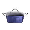 Square Induction Saucepan with Lid, 24cm/4L Stock Pots Non Stick/Aluminum Ceramic Coating Cooking Pot/PFOA Free/Suitable for All Hobs Types RT