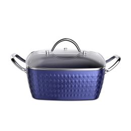 Square Induction Saucepan with Lid, 24cm/4L Stock Pots Non Stick/Aluminum Ceramic Coating Cooking Pot/PFOA Free/Suitable for All Hobs Types RT