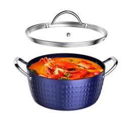 Induction Saucepan with Lid 24cm/2.2L Stock Pots Non Stick Saucepan, Aluminum Ceramic Coating Cooking Pot/PFOA Free, Suitable for All Hobs Types RT