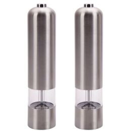 2pcs Stainless Steel Electric Automatic Pepper Mills Salt Grinder - silver - Kitchen Appliances
