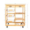 Kitchen & Dining Room Cart 2-Drawer Removable Storage Rack with Rolling Wheels Wood Color - Wood Color