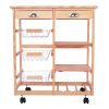 Kitchen & Dining Room Cart 2-Drawer Removable Storage Rack with Rolling Wheels Wood Color - Wood Color