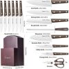 Commercial Home Kitchen Knife Sets 15 Piece With Block Chef Knives Hollow Handle Cutlery Set Etc - Dark Brown - Kitchen Surpplice
