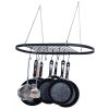 Pot and Pan Rack for Ceiling with Hooks Decorative Wall Mounted Storage Rack - Black