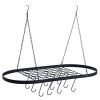 Pot and Pan Rack for Ceiling with Hooks Decorative Wall Mounted Storage Rack - Black