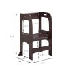 Kitchen Helper Step Stool for Kids and Toddlers, Children Standing Tower for Kitchen Counter, Wooden Toddler Two-Step Learning Stool - Espresso