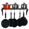 Wall Hanging Pot Rack Mounted Storage Shelf with S Hooks for Pans, Utensils, Books, Plant Black - Black