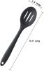 Slotted Silicone Serving Spoon High Heat Resistant Hygienic Design for Cooking Draining & Serving Kitchen Utensil - black