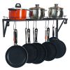Wall Hanging Pot Rack Mounted Storage Shelf with S Hooks for Pans, Utensils, Books, Plant Black - Black