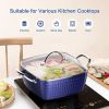 Square Induction Saucepan with Lid, 24cm/4L Stock Pots Non Stick/Aluminum Ceramic Coating Cooking Pot/PFOA Free/Suitable for All Hobs Types RT
