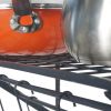 Kitchen Wall Mounted Pot Rack Storage Shelf with 3 Tier Hanging Rails 10 Hooks  - Black