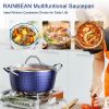 Induction Saucepan with Lid 24cm/2.2L Stock Pots Non Stick Saucepan, Aluminum Ceramic Coating Cooking Pot/PFOA Free, Suitable for All Hobs Types RT