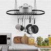 Pot and Pan Rack for Ceiling with Hooks Decorative Wall Mounted Storage Rack - Black