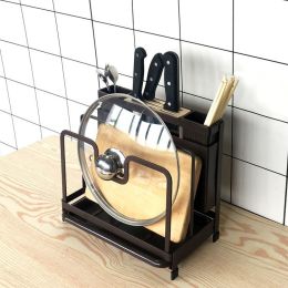 Kitchen Multifunctional Storage Rack with Drip Tray Cutting Board frame Tableware Cutlery Rack Flatware Caddy Pot Cover Lid Frame