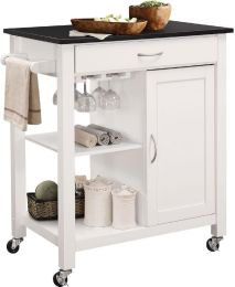 ACME Ottawa Kitchen Cart, Black & White YF - 98320