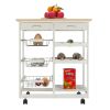 Free shipping Moveable Kitchen Cart with Two Drawers & Two Wine Racks & Three Baskets White  YJ - picture