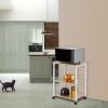 Baker's Rack 3-Tier Kitchen Utility Microwave Oven Stand Storage Cart Workstation Shelf(Vintage Board Top Black Metal Frame) RT - Light Beige / White