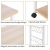 Baker's Rack 3-Tier Kitchen Utility Microwave Oven Stand Storage Cart Workstation Shelf(Vintage Board Top Black Metal Frame) RT - Light Beige / White