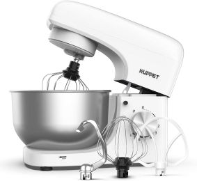 KUPPET 8-Speed Tilt-Head Electric Food Stand Mixer with Dough Hook, Wire Whip & Beater, Pouring Shield, 4.7QT Stainless Steel Bowl RT