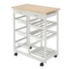 Free shipping Moveable Kitchen Cart with Two Drawers & Two Wine Racks & Three Baskets White  YJ - picture