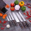 Homgeek 7 PiecesBlock Kitchen Cutting Tool Set with German 1.4116 Stainless Steel Blade Ergonomic Pakka Wood Handle and Rubberwood Block