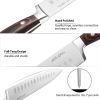 Homgeek 7 PiecesBlock Kitchen Cutting Tool Set with German 1.4116 Stainless Steel Blade Ergonomic Pakka Wood Handle and Rubberwood Block