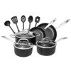 Nonstick Stainless Steel Cookware set, Scratch-Resistant Frying Pans & Soup Pot, Stay Cool Handles & Tempered Glass Lid, Dishwasher-Safe 13-pieces