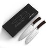 homgeek Germany 1.4116 Stainless Steel,Ergonomic Wood Handle, 8 inch Chef, 2,santoku Cutter - Black & White