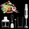 Homgeek Immersion Hand Blender, 500W 6-Speeds 5-in-1 Stainless Steel Stick Blender with Chopper, 600ml Beaker, Eggs Beater, Milk Frother - as pic
